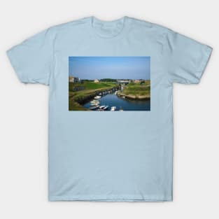 Seaton Sluice harbour under a blue sky (2) T-Shirt